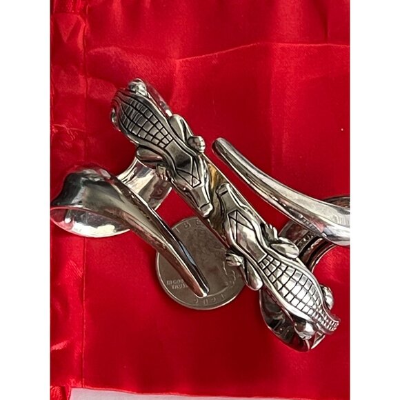 BARRY KIESELSTEIN CORD Sterling Alligator Cuff Bracelet with Diamond Eyes Vintag - Picture 9 of 9